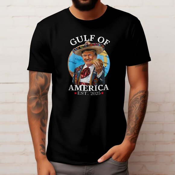 Gulf Of America Retro Vibes T-shirt Black Donald Trump eats a taco - Picture 3 of 3